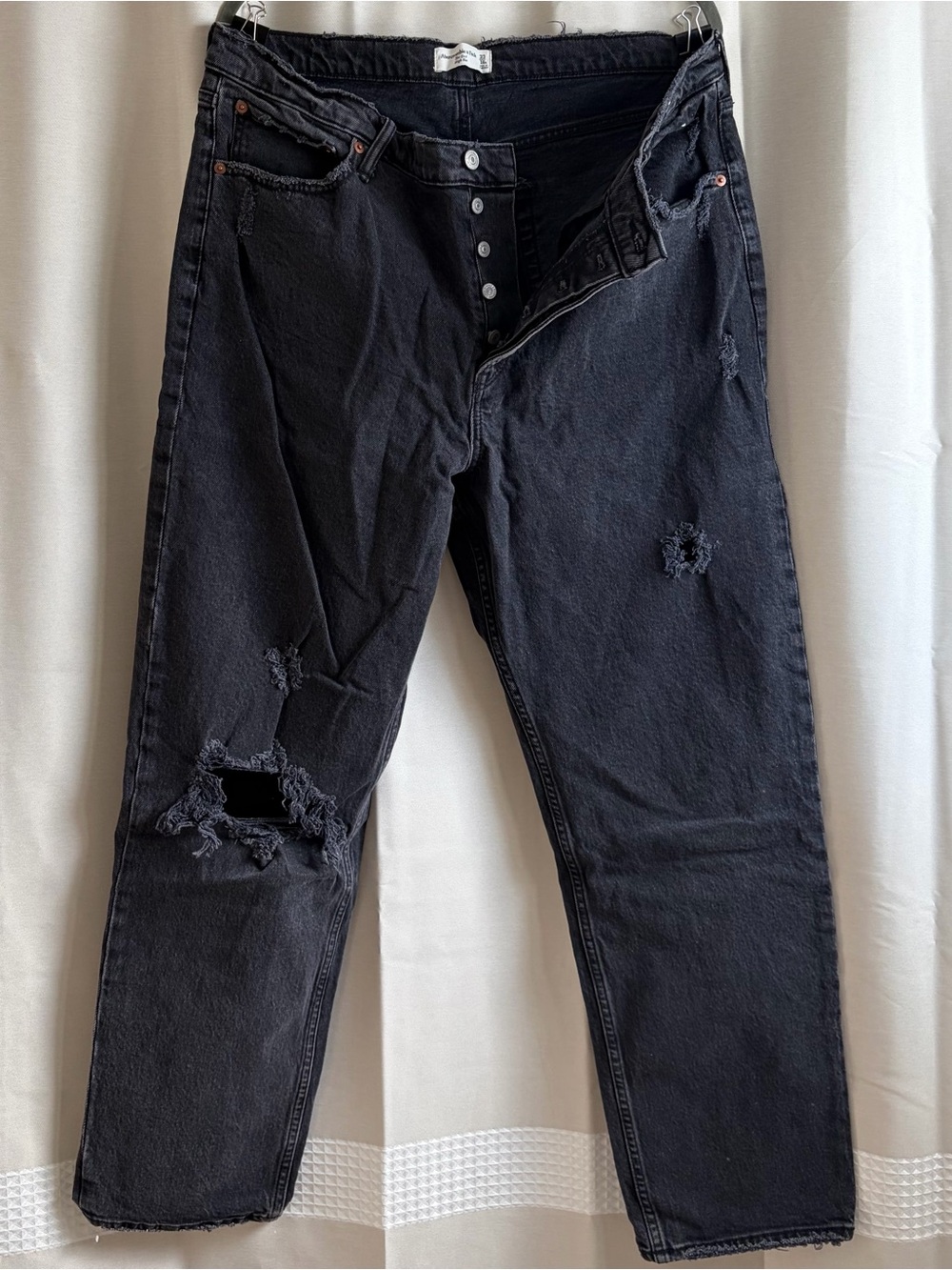 Abercrombie & Fitch the Dad High Rise Black Distressed Relaxed Jeans - NWOT